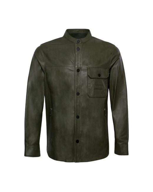 Emporio Armani Green Leather Jackets for men