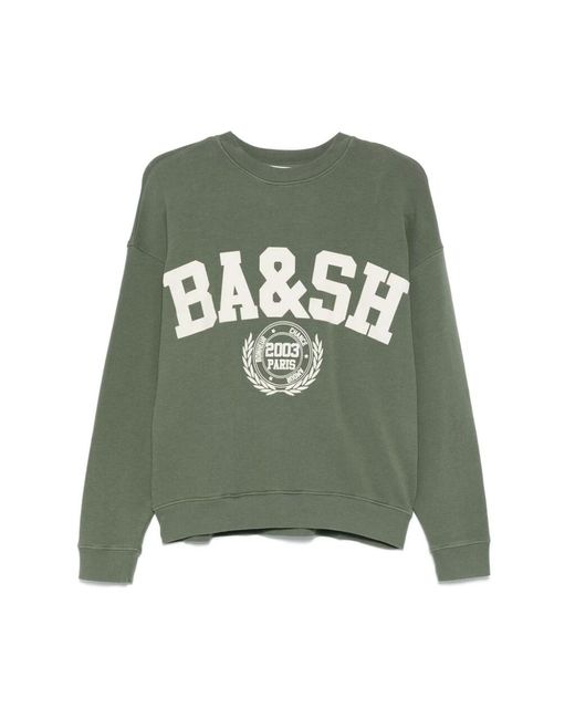 Ba&sh Green Grüner sweatshirt mit rippbündchen