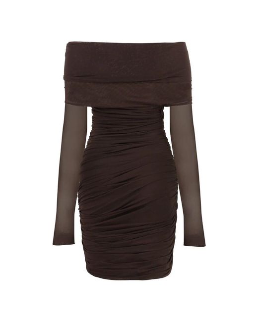 Philosophy Di Lorenzo Serafini Brown Wandelbares drapiertes kleid mit abnehmbaren ärmeln