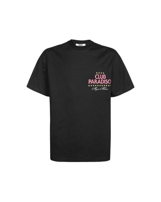 MSGM Tops ,Zwart ,Katoen Bedrukt Katoenen T-Shirt in het Black voor heren
