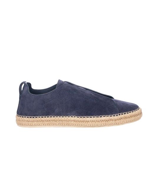 Zegna Wildleder Triple Stitch Espadrilles in Blue für Herren