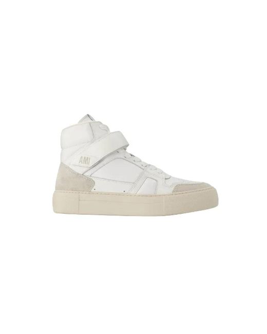 AMI White High-top Adc Sneakers In Leather