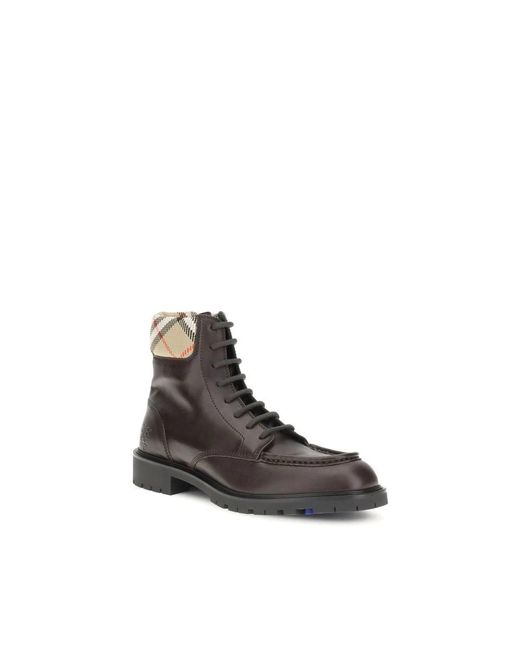 Burberry Brown Lace-Up Boots for men