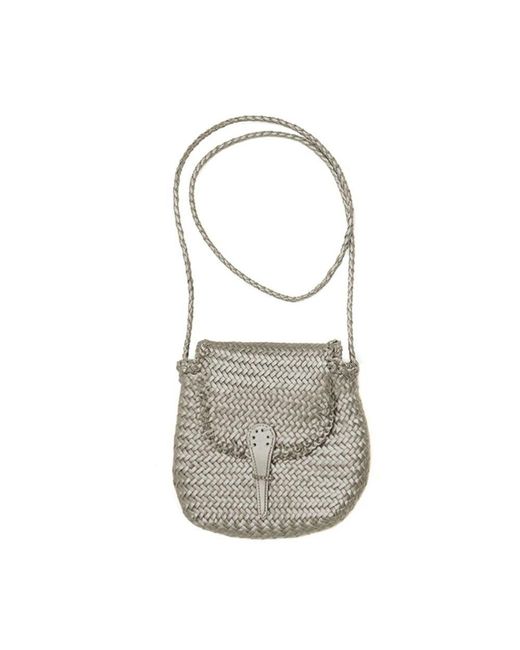 Dragon Diffusion Metallic Graue lederhandtasche für frauen
