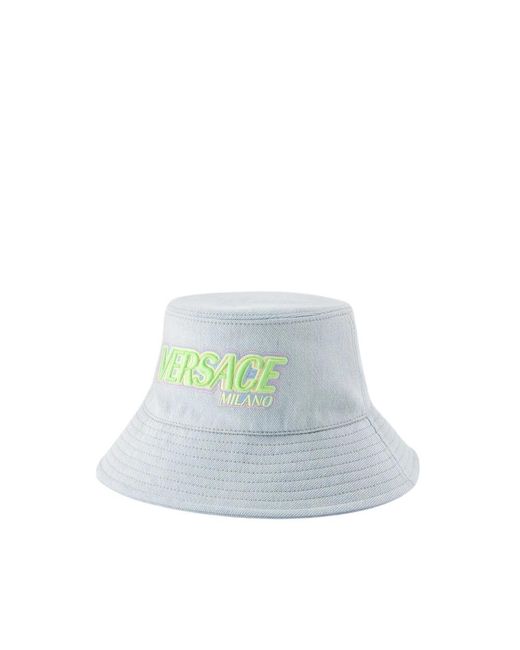 Versace Logo Denim Bucket Hat in Blue für Herren