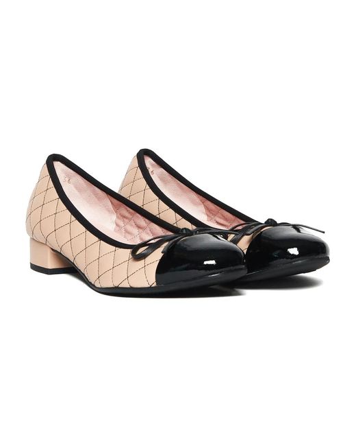Pretty Ballerinas Natural Nude und schwarze lederschuhe