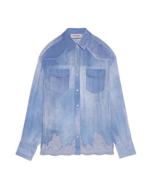 Ermanno Scervino Blue Denim Shirts