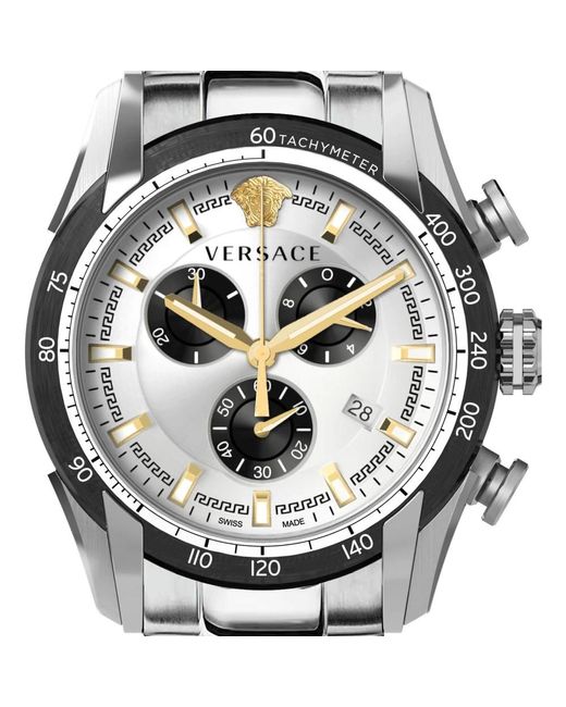 Versace V-ray chronograph edelstahl armbanduhr in Metallic für Herren