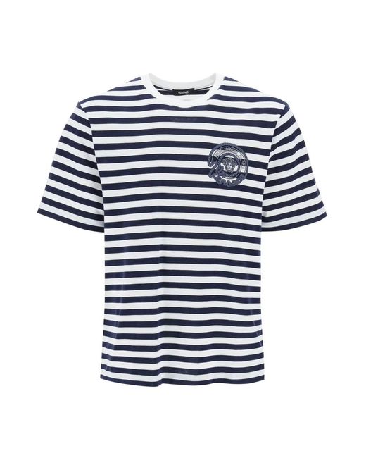 Versace Maritimes streifen t-shirt in Blue für Herren
