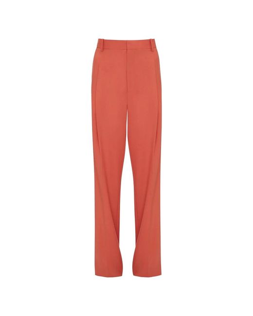 Victoria Beckham Red Straight Trousers