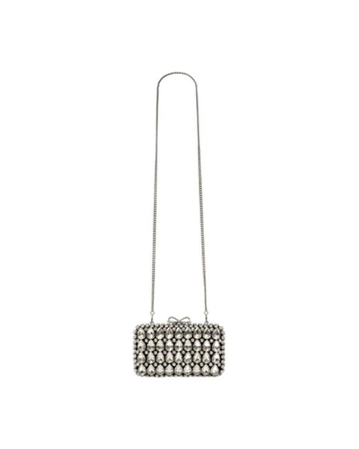 Self-Portrait White Crystal Clutch