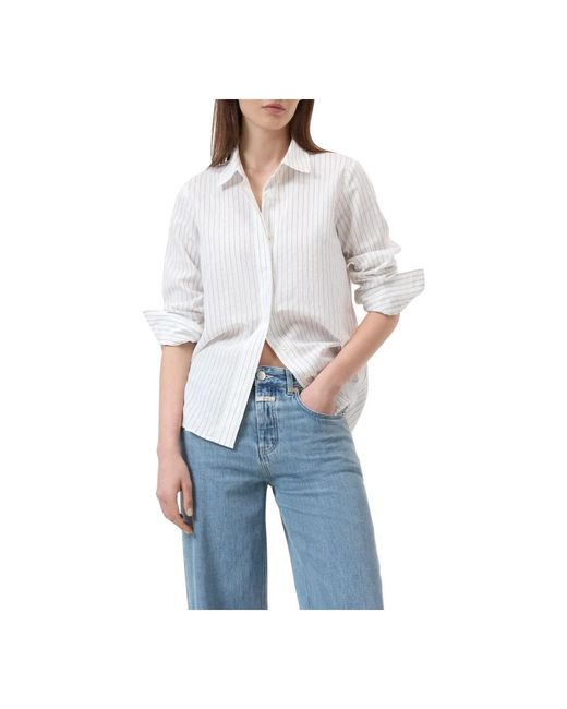 Closed Overhemden ,Wit ,Classic Modal Shirt in het Blue