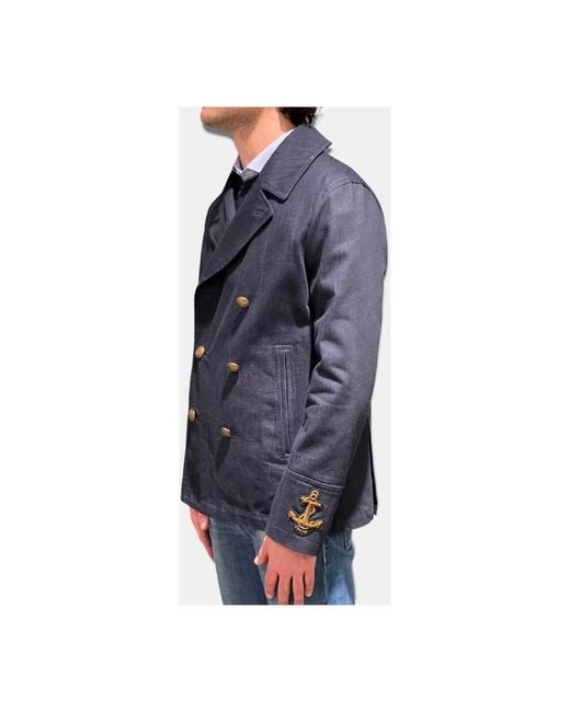 Sealup Blue Double-Breasted Coats for men