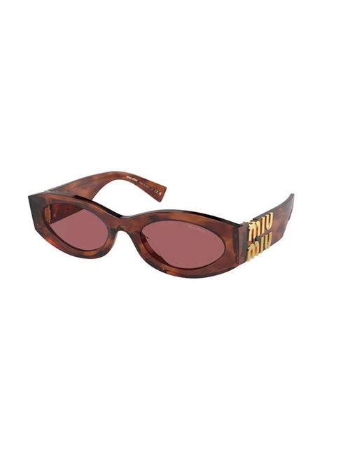 Miu Miu Red Brauner Rahmen Mit Dunkelvioletten Gläsern