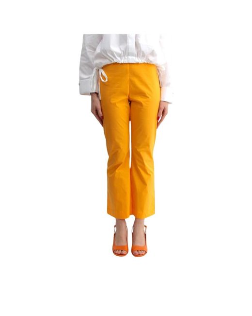 Pantaloni arancione con vita elastica di Liviana Conti in Yellow
