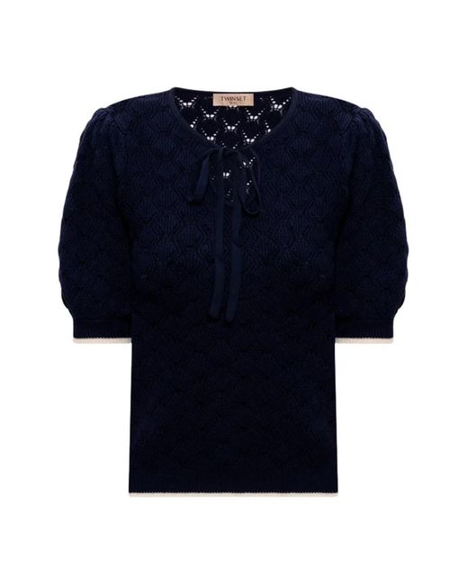 Twinset Blue Round-Neck Knitwear