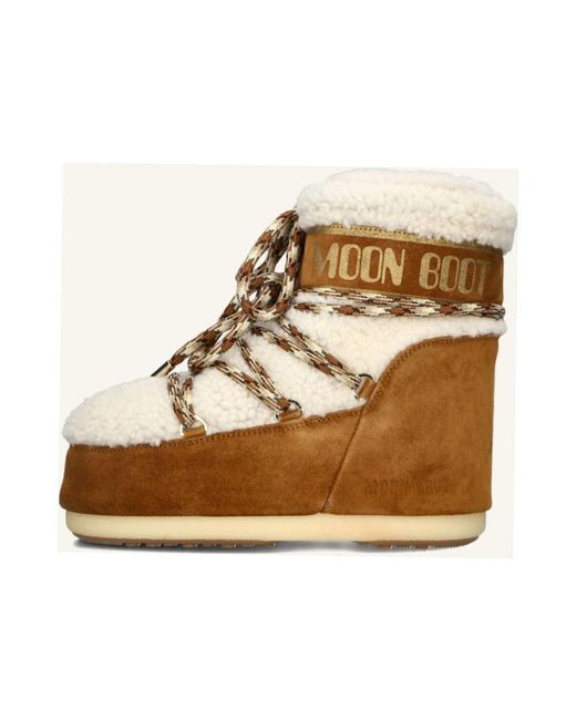 Moon Boot Fitness ,Bruin ,Suède Icon High Shearling in het Metallic