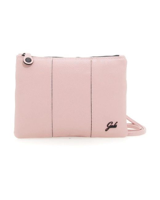 Gabs Pink Schwarze Leder Umhängetasche Mit Rosenlogo