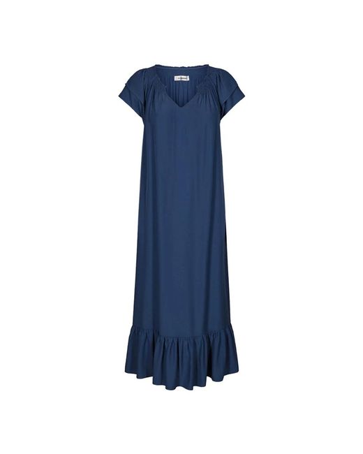 co'couture Kleedjes ,Blauw ,Polyester Hemelsblauwe Sunrise Jurk Met Korte Mouwen in het Blue