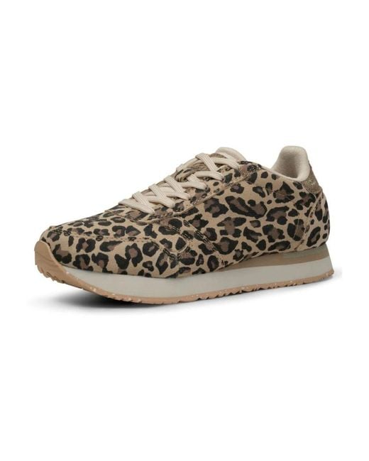 Woden Brown Smart Sneakers Mit Leopardenmuster