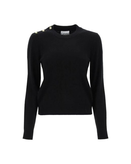 Round-Neck Knitwear di Ganni in Black