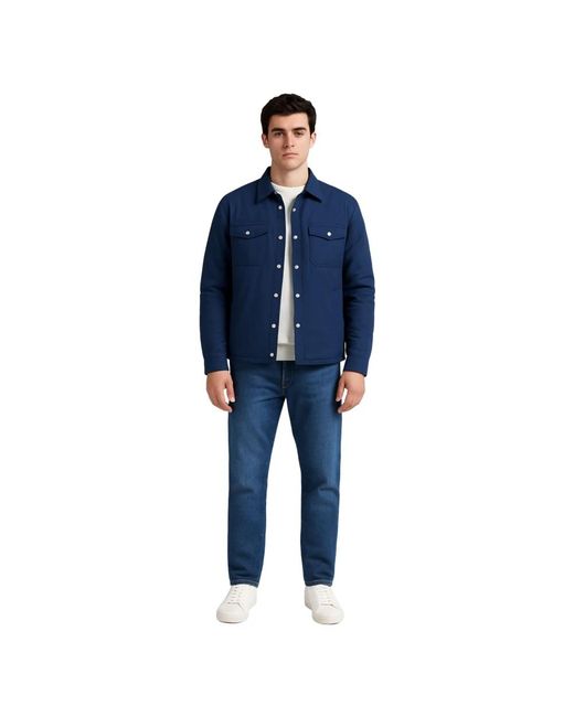 Eleventy Blauwe Wol Overshirt Super 180S in het Blue voor heren