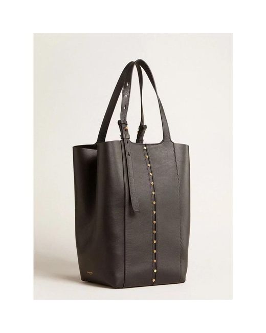 Golden Goose Deluxe Brand Zwarte Leren Schoudertas in het Black