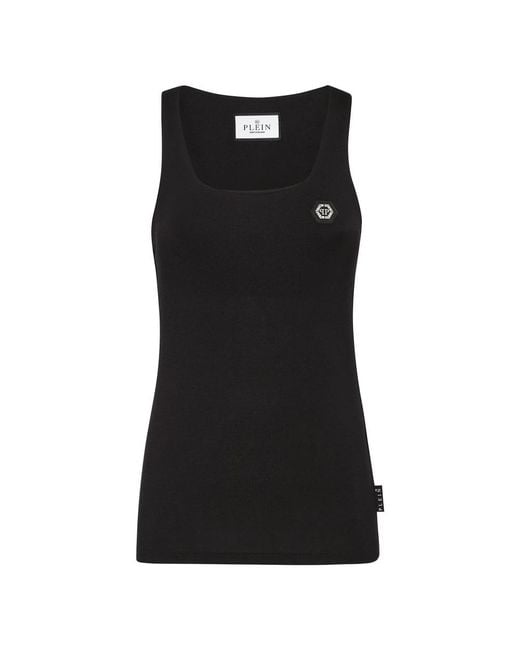 Philipp Plein Tank Top Hexagon in het Black