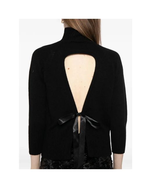 Simone Rocha Hoge Hals Kasjmier Trui Met Lintdetail in het Black