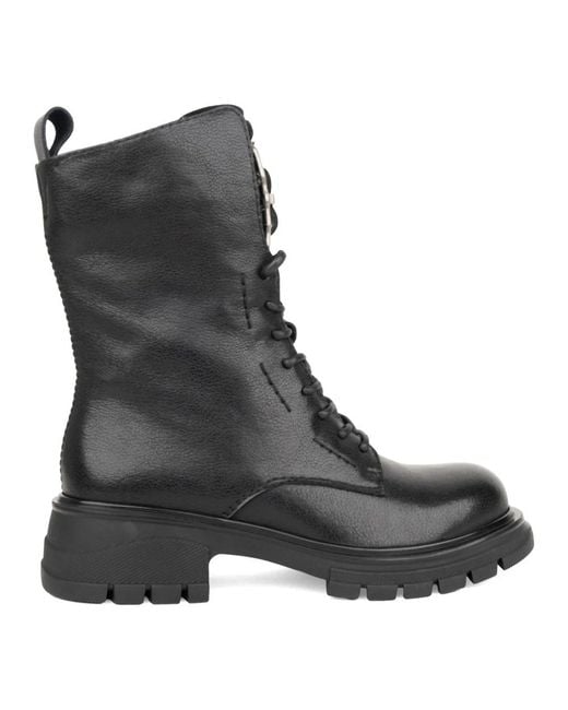 Linda Baumann Black Lace-Up Boots