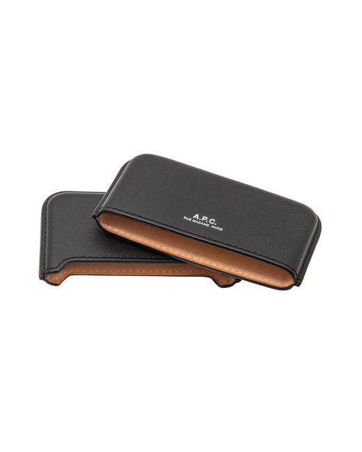 A.P.C. Accessoires ,Zwart ,Leren Portemonnee & Pasjeshouder Zwart in het Black