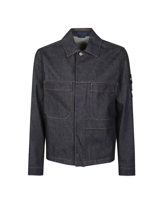 Stone Island Blue Denim Jackets for men