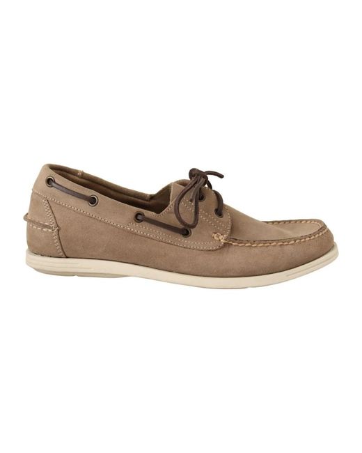 Pollini Brown Boat Shoes for men