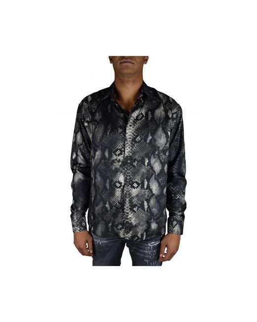 Roberto Cavalli Rock Python-Print Zijden Overhemd in het Black voor heren