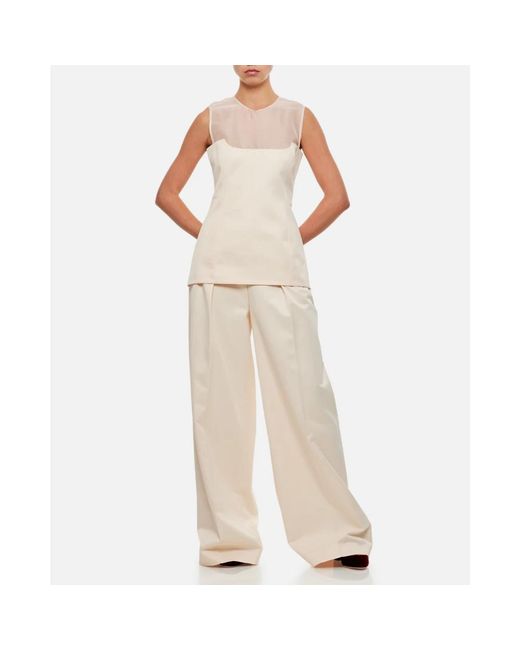 Khaite White Sleeveless Tops