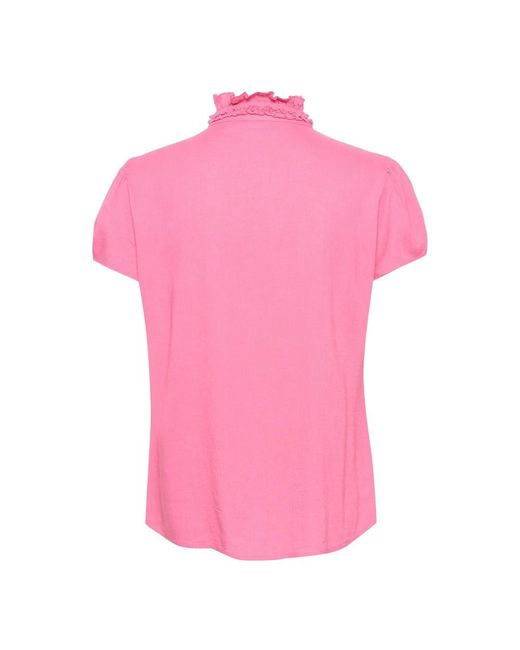 Saint Tropez Cosmos Elegant Short Sleeve Shirt in het Pink