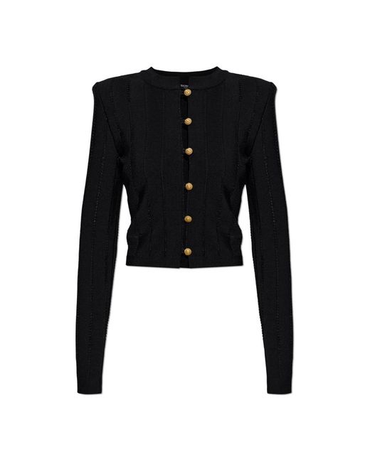 Balmain Cardigan Met Schoudervullingen in het Black