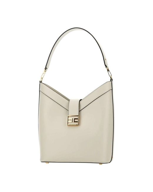 Elisabetta Franchi White Vegane leder-schultertasche, weiß