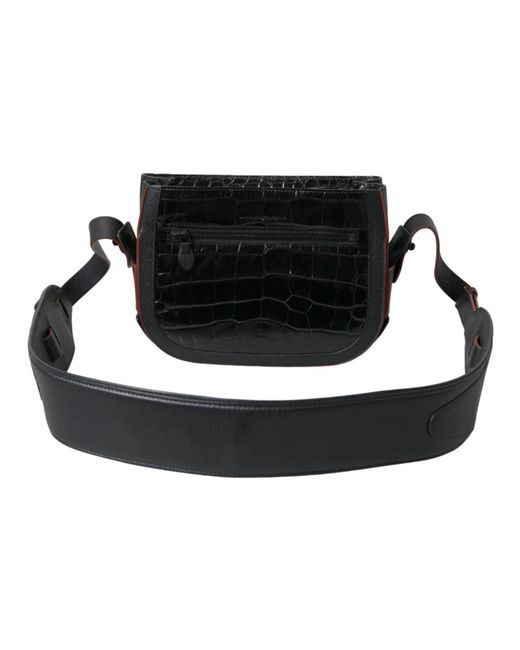 Balenciaga Black Exotic Crocodile Leather Camera Bag