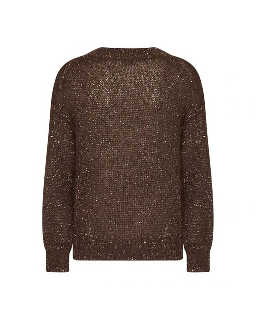 Brunello Cucinelli Ribbed V-Neck Knit in het Brown
