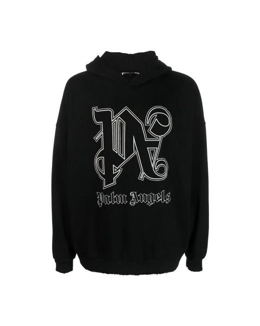 Palm Angels Schwarzer logo-print-hoodie in Black für Herren