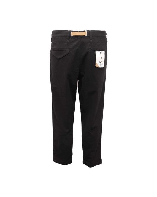 White Sand Black Straight Trousers for men