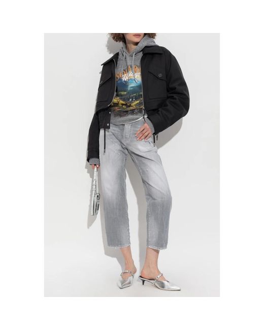 DSquared² Hoodies & Sweatvesten ,Grijs ,Katoen Sweatshirt Met Print in het Gray