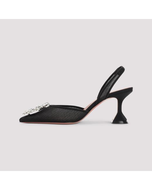 AMINA MUADDI Black Pointed Toe Pumps With Sculpted Heel
