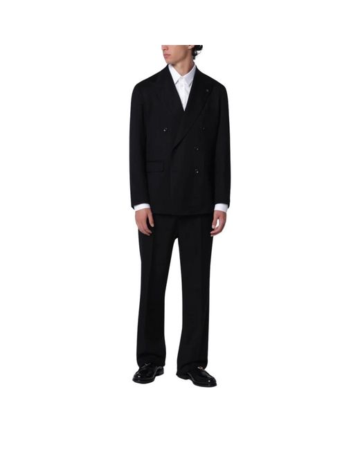 Tagliatore Black Double Breasted Suits for men
