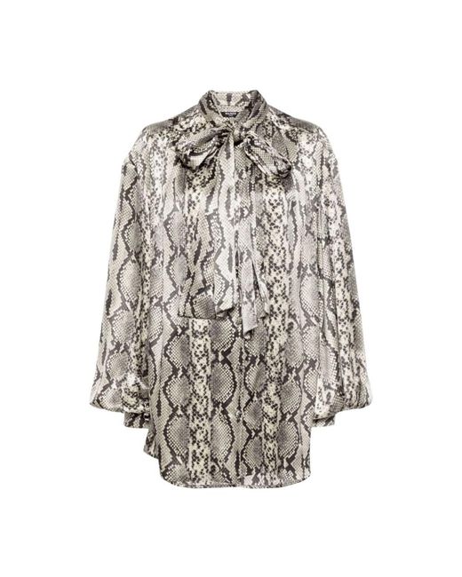 Balmain Zijden Overhemd Met Pythonprint En Strik in het Gray