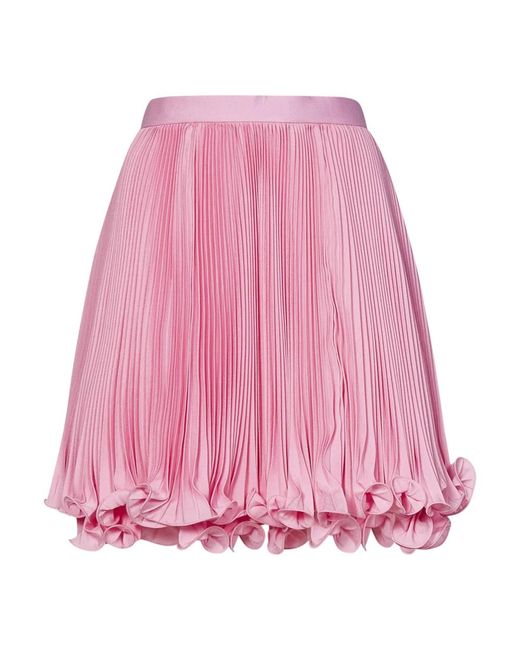 Falda plisada con dobladillo de volantes Balmain de color Pink