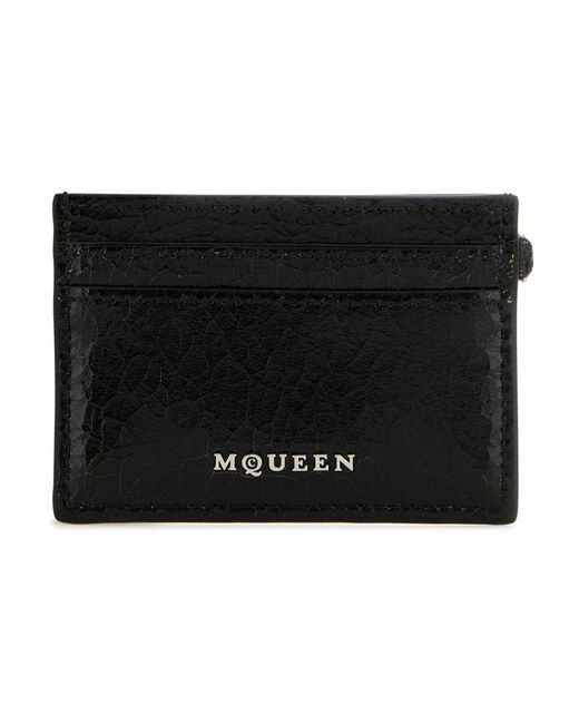 McQueen Accessoires ,Zwart ,Stijlvolle Zwarte Leren Kaarthouder in het Black voor heren