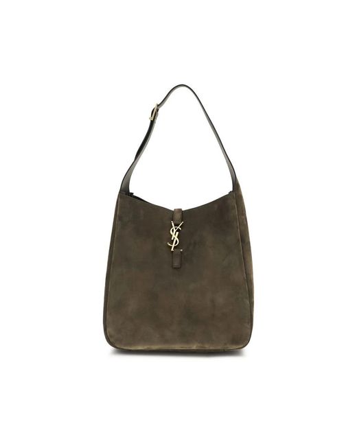 Saint Laurent Brown Bicolor Calf Leather Bos Taurus Shoulder Bag