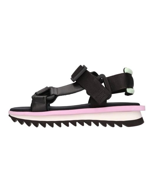3Juin Black Flat Sandals